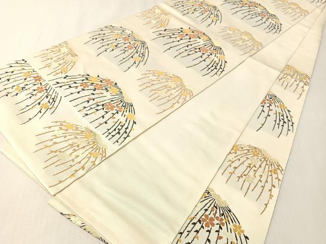平和屋着物●六通柄　本袋帯　唐織　枝垂れ花　金糸　正絹　逸品　CABI4235vp