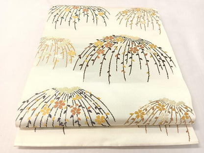 平和屋着物●六通柄　本袋帯　唐織　枝垂れ花　金糸　正絹　逸品　CABI4235vp