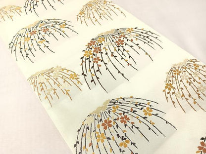 平和屋着物●六通柄　本袋帯　唐織　枝垂れ花　金糸　正絹　逸品　CABI4235vp