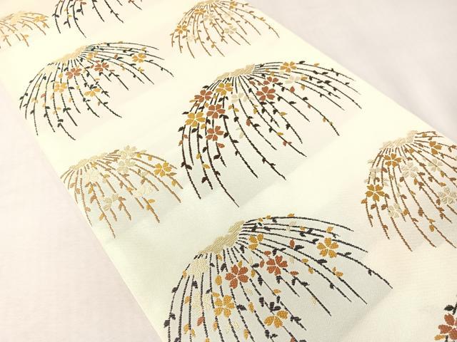 平和屋着物●六通柄　本袋帯　唐織　枝垂れ花　金糸　正絹　逸品　CABI4235vp