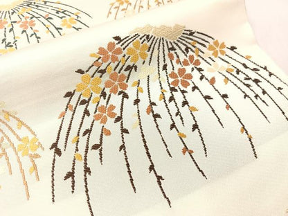 平和屋着物●六通柄　本袋帯　唐織　枝垂れ花　金糸　正絹　逸品　CABI4235vp