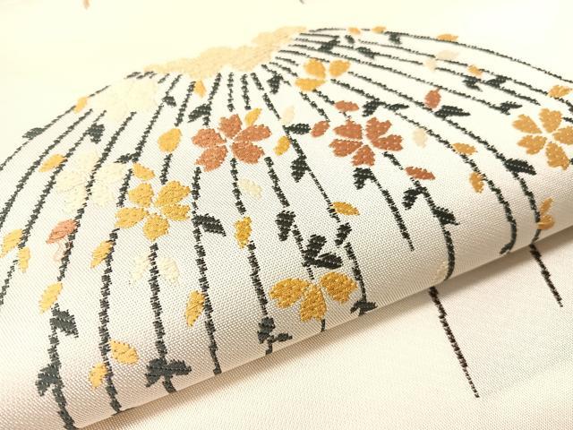 平和屋着物●六通柄　本袋帯　唐織　枝垂れ花　金糸　正絹　逸品　CABI4235vp