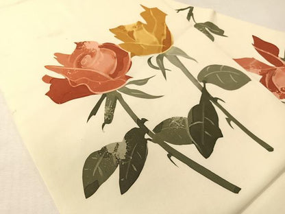平和屋着物●日展染色作家　高久空木　ろうけつ染め　塩瀬　九寸名古屋帯　薔薇　正絹　逸品　CABI4237vp