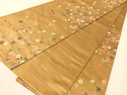 平和屋着物●六通柄袋帯　唐織　吹き寄せ　金糸　正絹　逸品　CABI4238vp