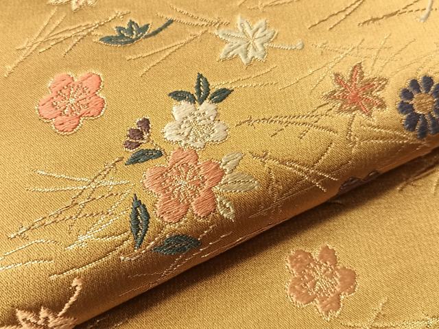 平和屋着物●六通柄袋帯　唐織　吹き寄せ　金糸　正絹　逸品　CABI4238vp