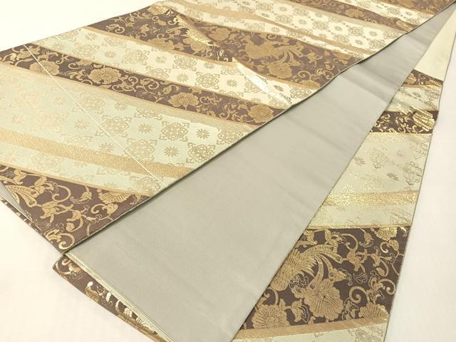 平和屋着物●六通柄袋帯　紹巴　更紗鳳凰文　金糸　正絹　逸品　CABI4239vp