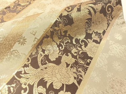平和屋着物●六通柄袋帯　紹巴　更紗鳳凰文　金糸　正絹　逸品　CABI4239vp
