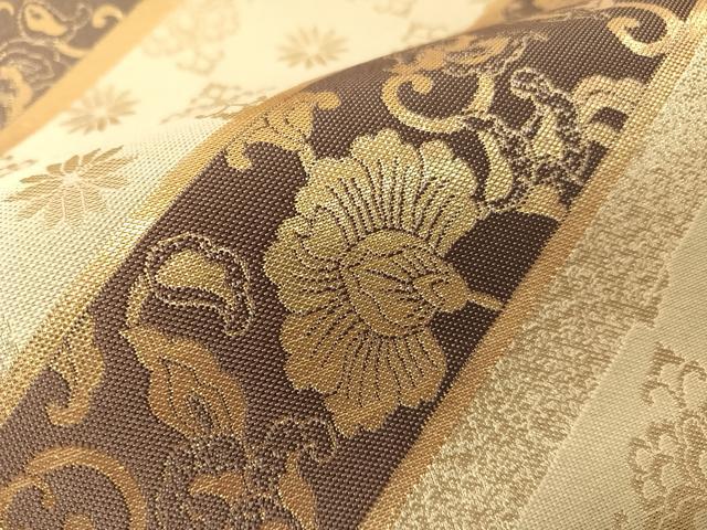 平和屋着物●六通柄袋帯　紹巴　更紗鳳凰文　金糸　正絹　逸品　CABI4239vp