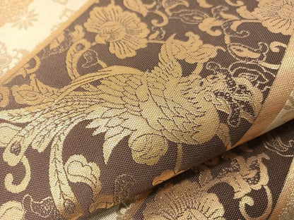 平和屋着物●六通柄袋帯　紹巴　更紗鳳凰文　金糸　正絹　逸品　CABI4239vp
