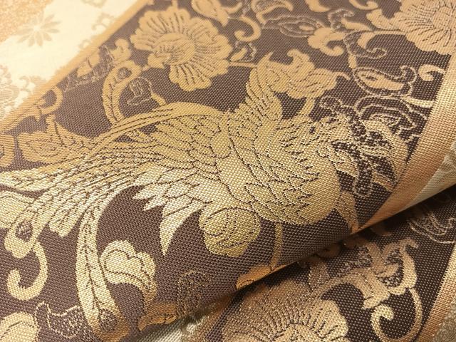 平和屋着物●六通柄袋帯　紹巴　更紗鳳凰文　金糸　正絹　逸品　CABI4239vp