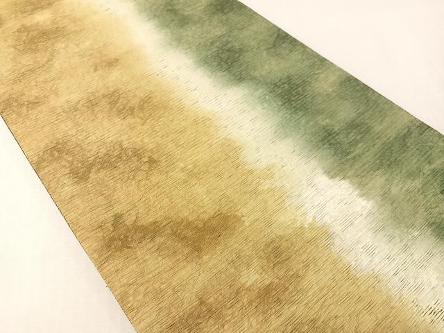 平和屋着物●両面　六通柄袋帯　紙布　霞文　金彩　正絹　逸品　CABI4253vp