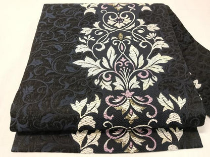 平和屋着物●九寸名古屋帯　唐織　唐草文　金糸　正絹　逸品　CABI4255vp