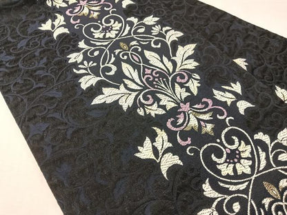 平和屋着物●九寸名古屋帯　唐織　唐草文　金糸　正絹　逸品　CABI4255vp