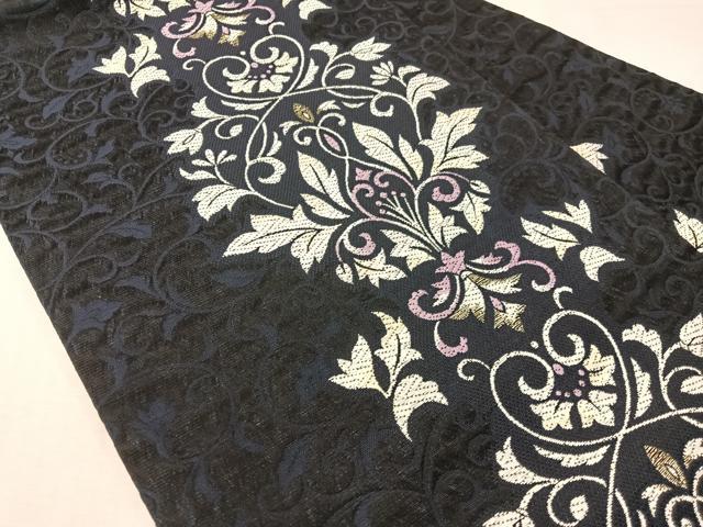 平和屋着物●九寸名古屋帯　唐織　唐草文　金糸　正絹　逸品　CABI4255vp