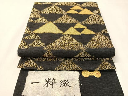 平和屋着物●西陣　タケジ商事謹製　六通柄袋帯　一粋綴　唐草鱗文　金糸　証紙付き　正絹　逸品　CABI4257vp