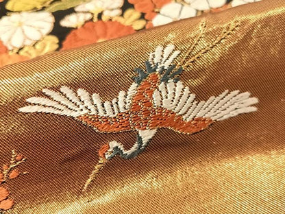 平和屋着物●西陣　河合美術織物謹製　六通柄袋帯　唐織　松竹梅飛鶴文　金糸　正絹　逸品　CABI4258vp