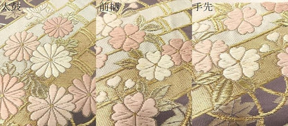 平和屋着物●六通柄袋帯　唐織　花筏文　金糸　正絹　逸品　CABI4263vp