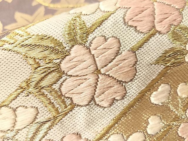 平和屋着物●六通柄袋帯　唐織　花筏文　金糸　正絹　逸品　CABI4263vp