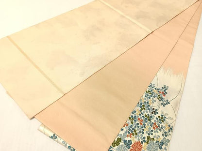 平和屋着物●太鼓柄袋帯　唐織　流水草花文　金銀糸　正絹　逸品　CABI4264vp