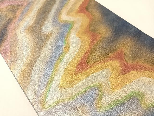 平和屋着物●六通柄袋帯　作家物　金唐革　道長文様　正絹　逸品　CABI4265vp