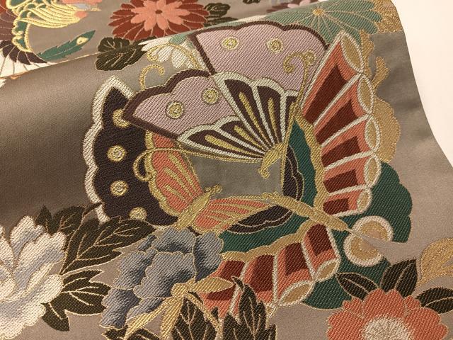 平和屋着物●西陣　志都香謹製　六通柄袋帯　有織秀花寿祥文　金糸　正絹　逸品　CABI4267vp