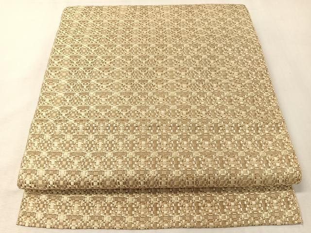 平和屋着物●本場筑前博多織　八寸名古屋帯　幾何学柄　正絹　逸品　CABI4271vp