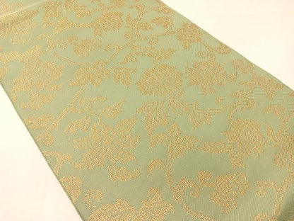 平和屋着物●茶道帛紗の老舗　大阪有香製　手織　八寸名古屋帯　更紗唐草文　金糸　正絹　逸品　CABI4281vp