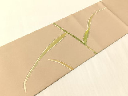平和屋着物●手描友禅女流作家　一色生子　塩瀬　九寸名古屋帯　芒文　正絹　逸品　CABI4283vp