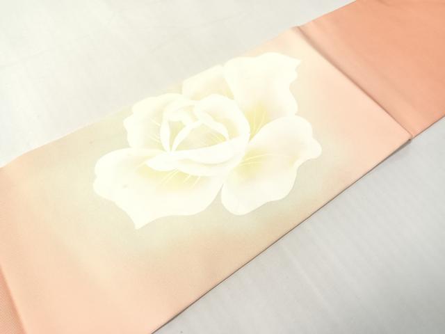 平和屋着物●塩瀬　九寸名古屋帯　ろうけつ染め　舞花文　正絹　逸品　CABI4288vp