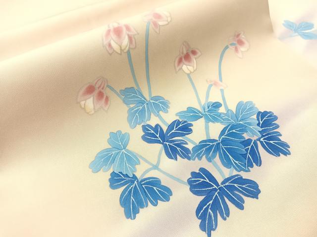 平和屋着物●塩瀬　九寸名古屋帯　手描き　草花文　正絹　逸品　CABI4290vp
