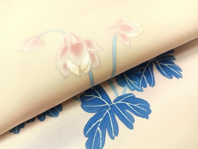 平和屋着物●塩瀬　九寸名古屋帯　手描き　草花文　正絹　逸品　CABI4290vp