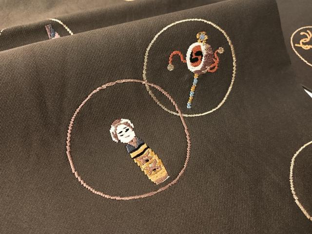 平和屋着物●九寸名古屋帯　唐織　玩具丸文　金糸　正絹　逸品　CABI4292vp