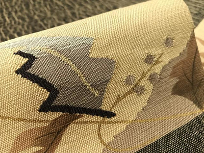 平和屋着物●九寸名古屋帯 紬地 すくい織 色紙花文 金糸 正絹 逸品 CABI4294vp