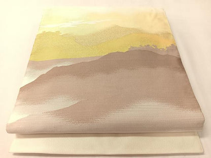 平和屋着物●爪掻き本綴れ 八寸名古屋帯 遠山風景文 金糸 正絹 逸品 CABI4296vp
