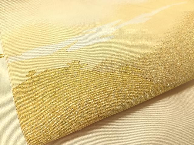 平和屋着物●爪掻き本綴れ 八寸名古屋帯 遠山風景文 金糸 正絹 逸品 CABI4296vp