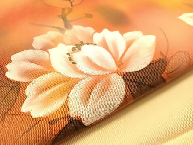 平和屋着物●塩瀬 九寸名古屋帯 手描き 枝花文 正絹 逸品 CABI4298vp