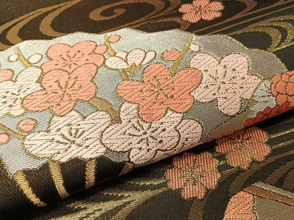 平和屋着物●西陣　川島織物　六通柄　本袋帯　唐織　流水扇面花文　金糸　正絹　逸品　CABI4299vp