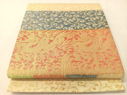 平和屋着物●龍村晋謹製　六通柄袋帯　炎繪易龍文錦　正絹　逸品　CABI4300vp