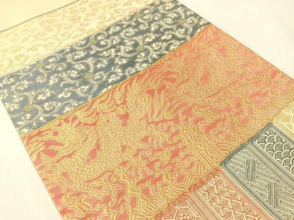 平和屋着物●龍村晋謹製　六通柄袋帯　炎繪易龍文錦　正絹　逸品　CABI4300vp