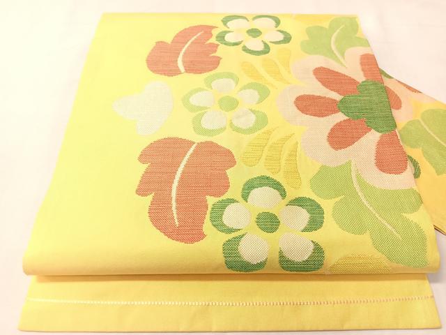 平和屋着物●洛風林 工芸帯地 九寸名古屋帯 草花文 正絹 逸品 CABI4301vp