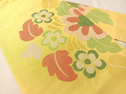 平和屋着物●洛風林 工芸帯地 九寸名古屋帯 草花文 正絹 逸品 CABI4301vp