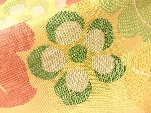 平和屋着物●洛風林 工芸帯地 九寸名古屋帯 草花文 正絹 逸品 CABI4301vp