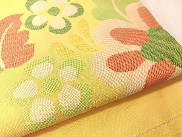 平和屋着物●洛風林 工芸帯地 九寸名古屋帯 草花文 正絹 逸品 CABI4301vp