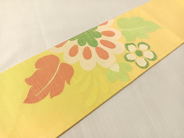 平和屋着物●洛風林 工芸帯地 九寸名古屋帯 草花文 正絹 逸品 CABI4301vp