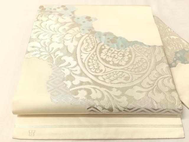 平和屋着物●西陣 川島織物 九寸名古屋帯 唐織 道長花唐草丸文 銀糸 正絹 逸品 CABI4302vp