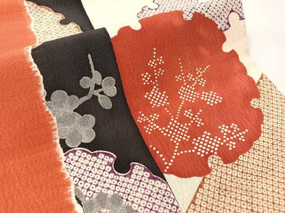 平和屋着物●摺型友禅 京都 多ち花 全通柄 九寸開き名古屋帯 雪輪鹿の子花間道 正絹 逸品 CABI4304vp