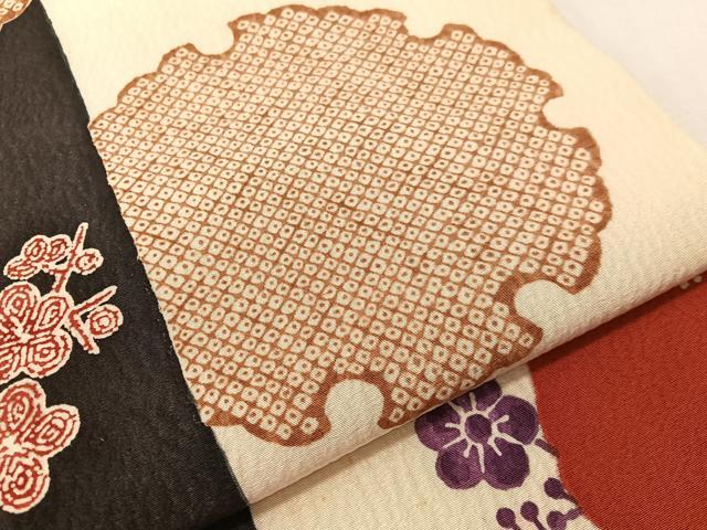 平和屋着物●摺型友禅 京都 多ち花 全通柄 九寸開き名古屋帯 雪輪鹿の子花間道 正絹 逸品 CABI4304vp