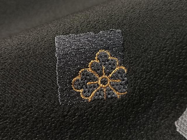 平和屋着物●塩瀬 九寸名古屋帯 刺繍 箔散らし 黒地 金糸 正絹 逸品 CABI4311vp