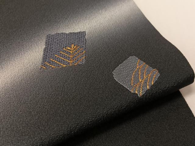 平和屋着物●塩瀬 九寸名古屋帯 刺繍 箔散らし 黒地 金糸 正絹 逸品 CABI4311vp