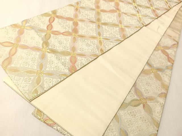 平和屋着物●六通柄袋帯　唐織　織彩　ねじり七宝花文　金糸　正絹　逸品　CABI4312vp